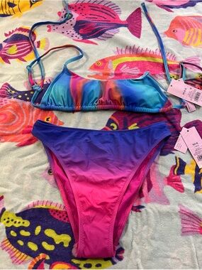 wild fable Pink and Blue Colorblock Bikini Set